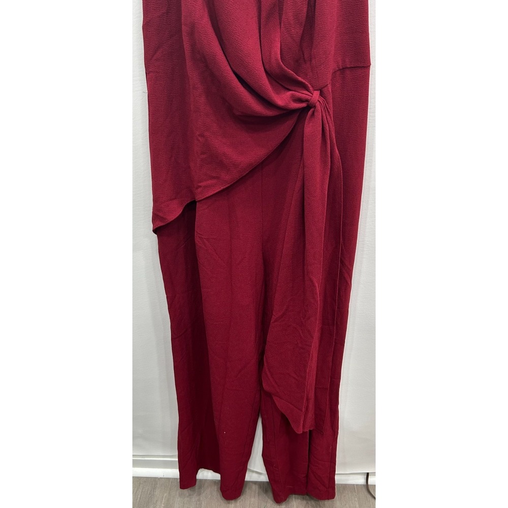 NWT City Chic Gabriela Jumpsuit Womens 18 Burgundy Red Draped‎ Wide Leg Evening - Picture 4 of 11